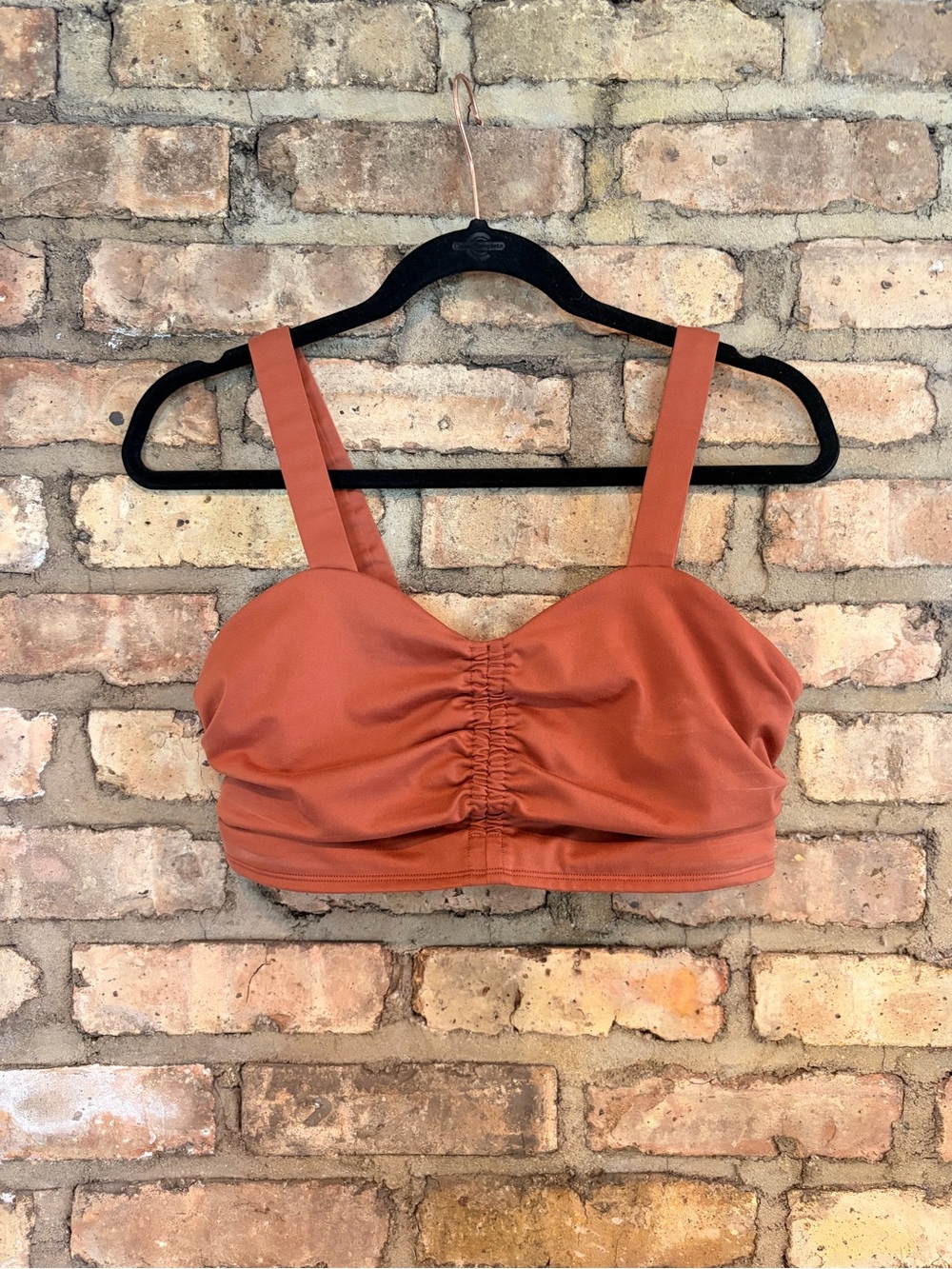 ALO Yoga Ruched Front Bra in Rust